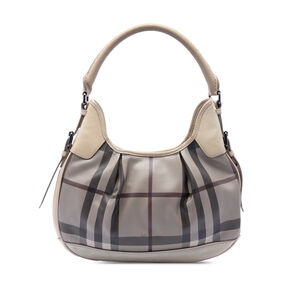 Pre-Loved Burberry Smoke Check Coated Canvas Brooklyn Hobo